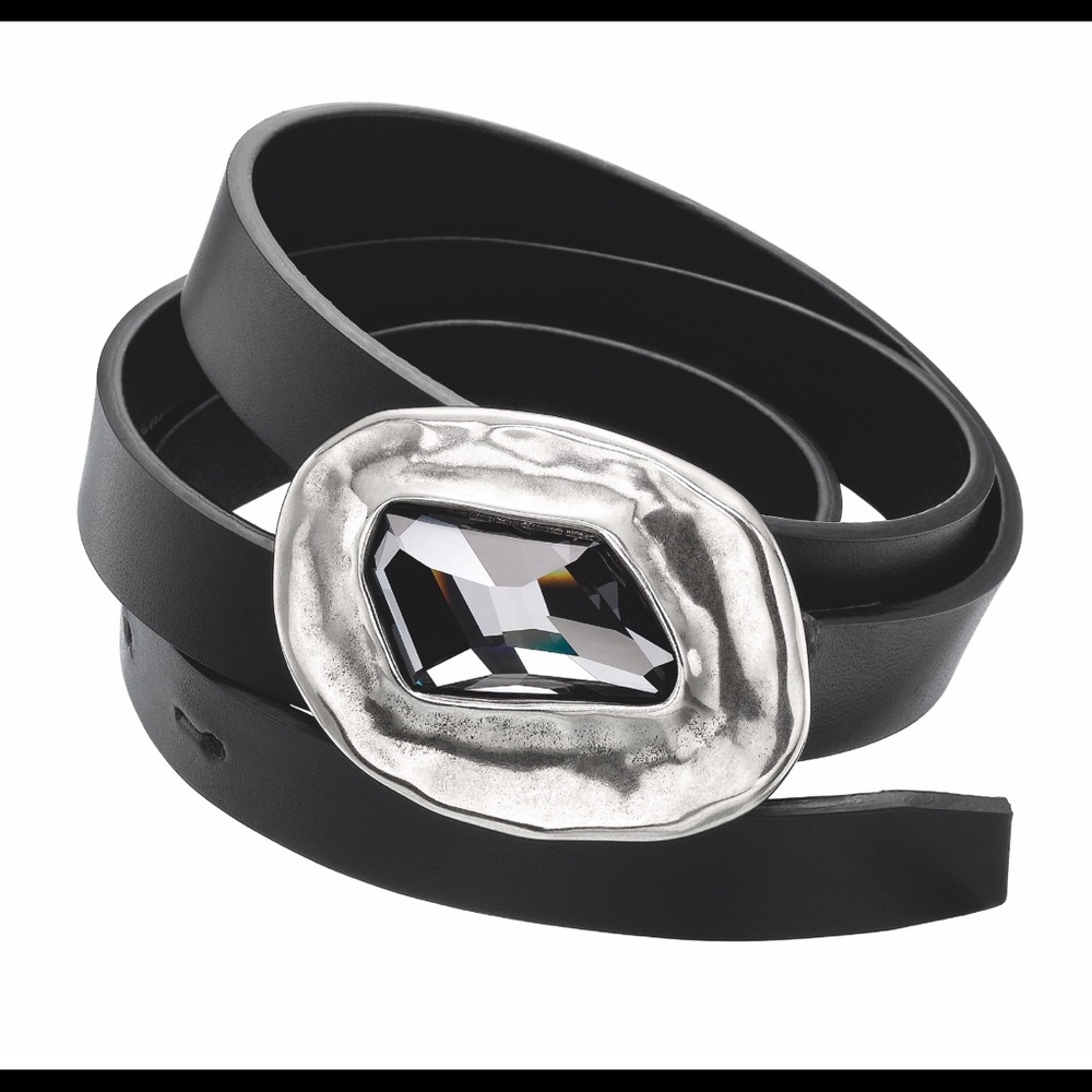 UNO de 50 Black Belt with Silver Buckle